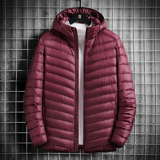 Herren nan ultraleichte Steppjacke mit Kapuze, winddichter Außenhülle und packbarem Thermofutter EB