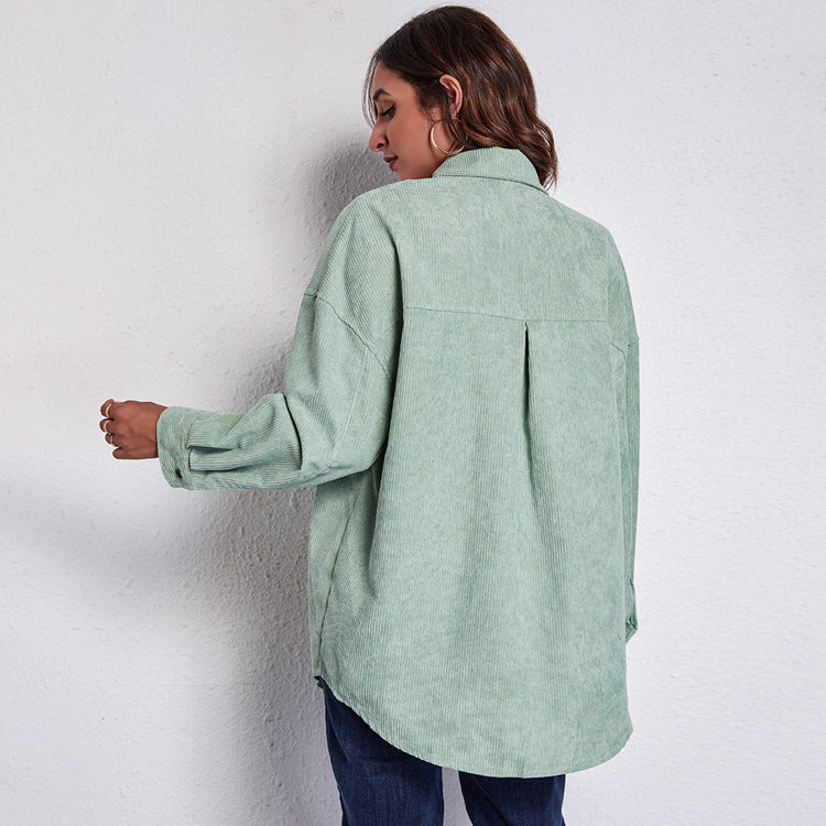 Damen Oversized Hemdblusenshirt aus Cord EB