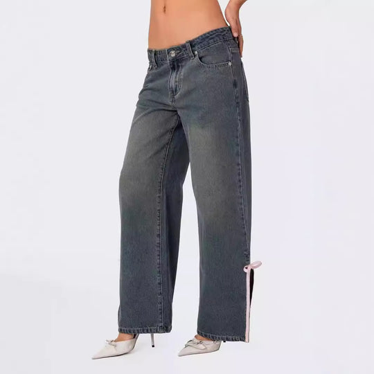Damen Weite Jeans im lässigen Schnitt mit verstellbaren Beinen EB