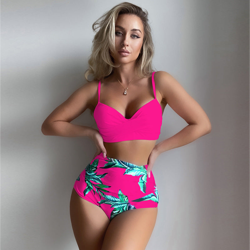 Damen Hoch taillierter Bikini mit kreativem Wickeldesign EB