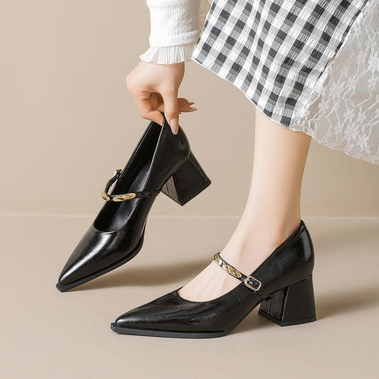 Damen elegante Pumps mit verstellbarem Riemen und schickem Detail EB