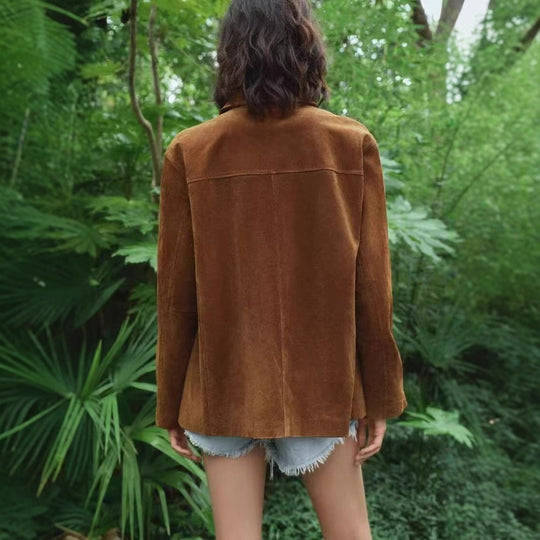 Damen Suedejacke im modernen Schnitt mit großen Taschen EB