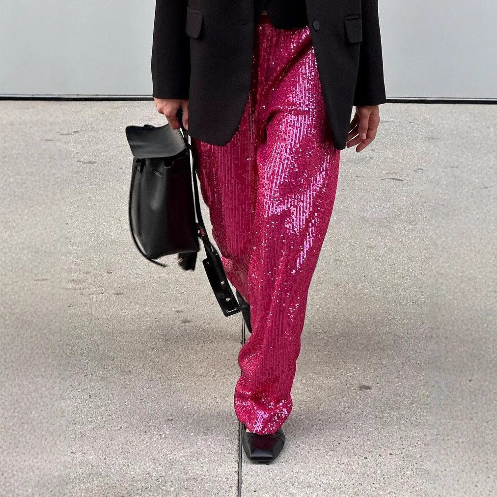Damen Glitzernde Palazzo-Hose EB