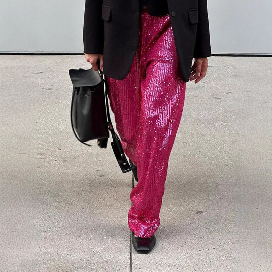 Damen Glitzernde Palazzo-Hose EB