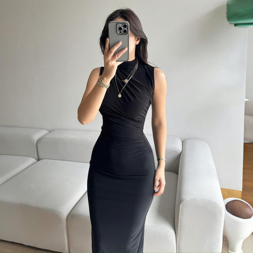 Damen Elegantes Wickelkleid mit figurbetontem Schnitt und hohem Schlitz EB