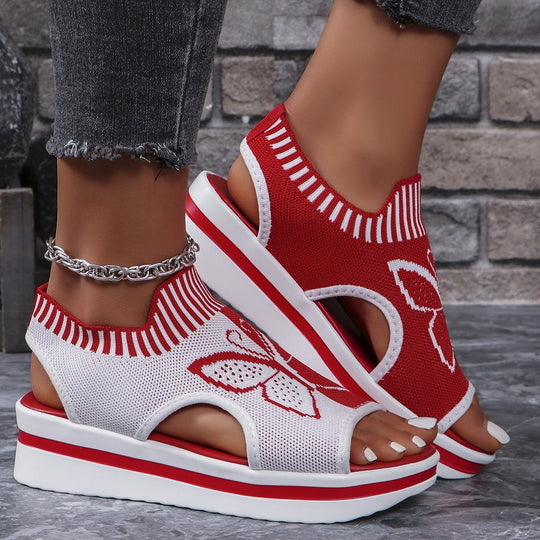 Damen Sportliche Plateau-Sandalen mit modischem Schmetterlingsdesign EB