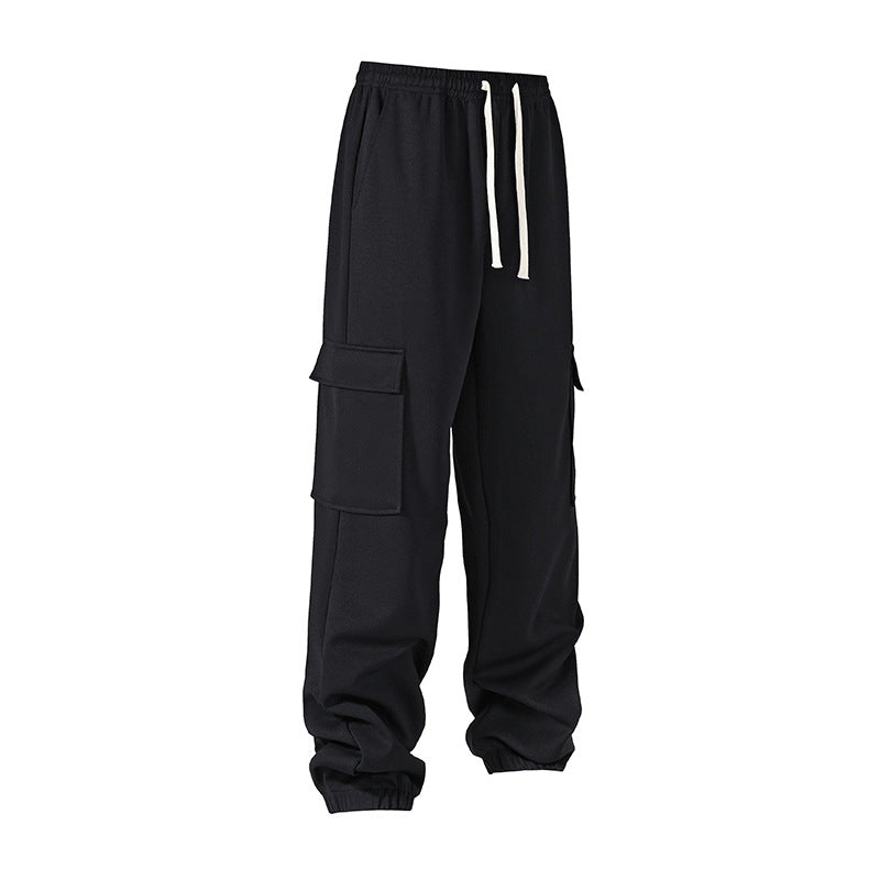 Herren lockere Cargo-Jogginghose mit elastischem Bund, Kordelzug und aufgesetzten Klappentaschen EB