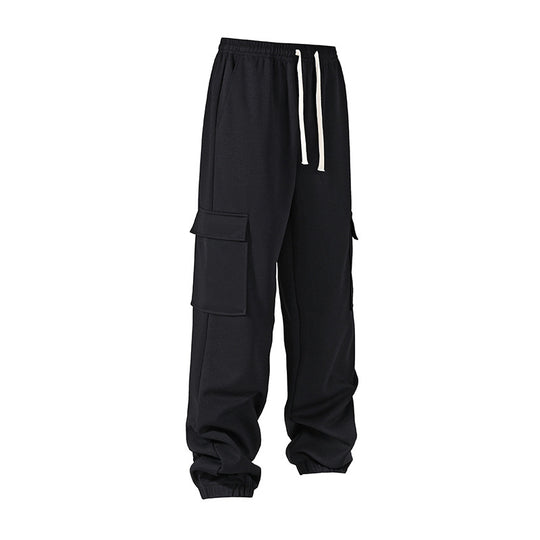 Herren lockere Cargo-Jogginghose mit elastischem Bund, Kordelzug und aufgesetzten Klappentaschen EB