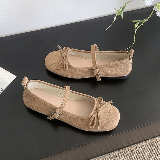 Damen elegante Ballerinas mit modischem Riemen und Schleifenakzent EB