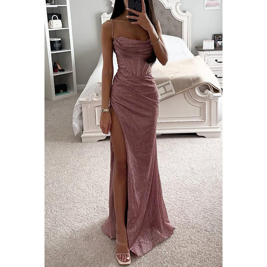 EB | Party Selbstständiges Kleid Locker Lässig Schlitz Damen Bekleidung Kleid