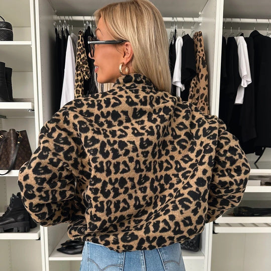 Damen gestepptes Freizeit-Jacke im Leopardenmuster EB