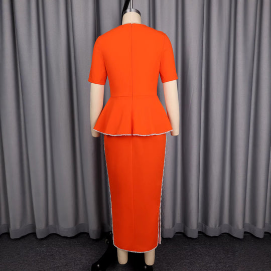 Damen elegantes Kleid mit dekorativen Perlenakzenten EB