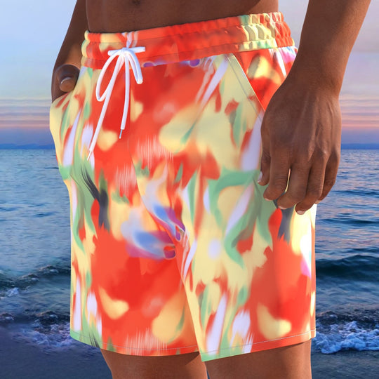 Herren Badeshorts mit animalischem Muster und elastischem Bund EB