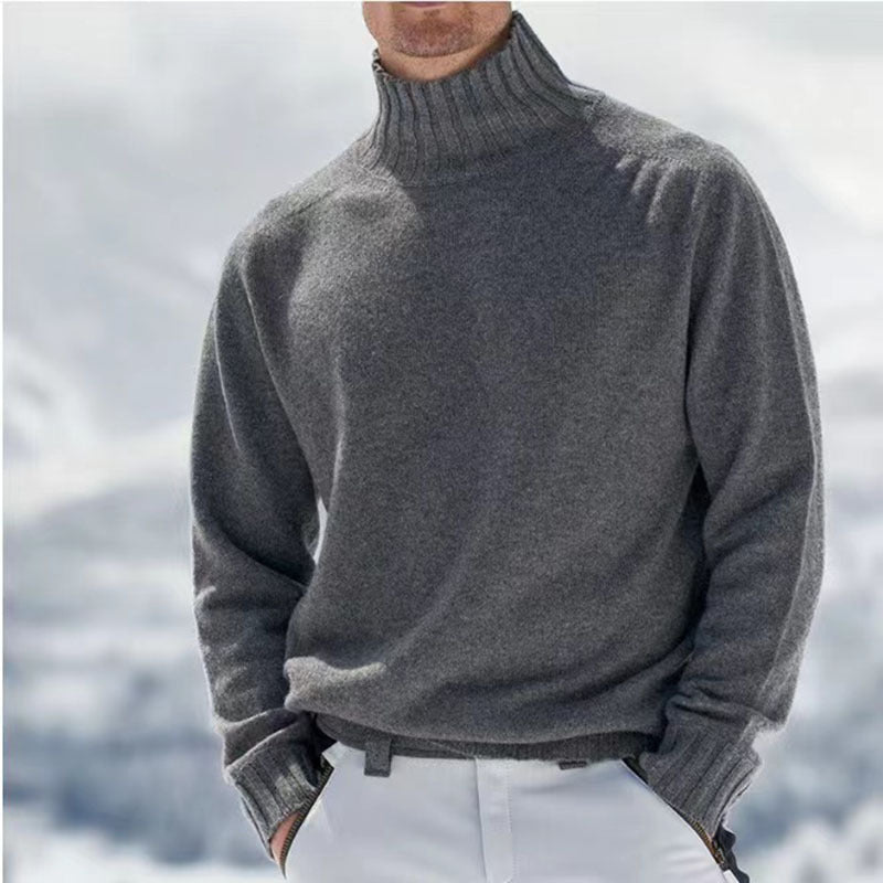 Herren Rollkragenpullover aus hochwertiger Wolle mit strukturierten Details EB