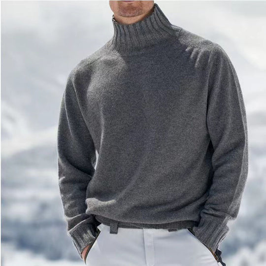 Herren Rollkragenpullover aus hochwertiger Wolle mit strukturierten Details EB