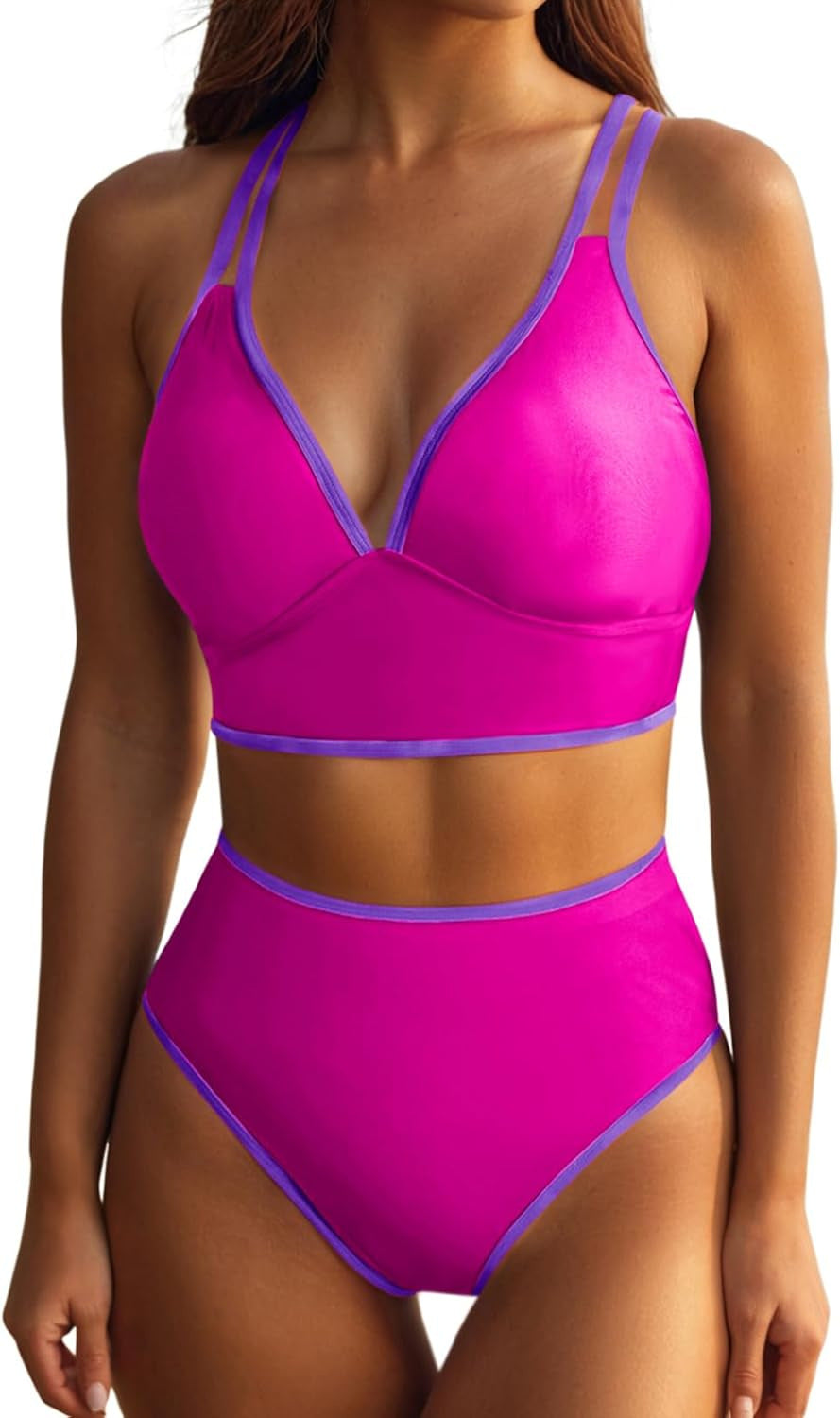 Damen Bikini-Set mit elegantem Hochgeschnittenen Höschen und verstellbaren Trägern EB