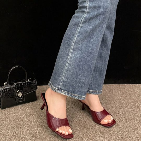 Damen Chic Offene Mules mit quadratischer Zehenpartie und elegantem Absatz EB