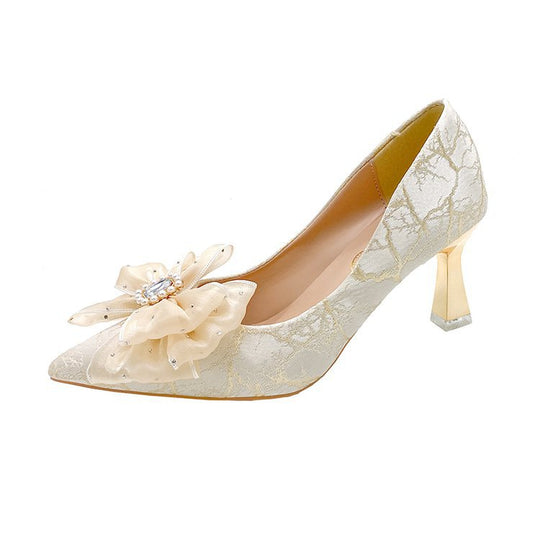 Damen elegante spitze Ballerinas mit floraler Applikation EB