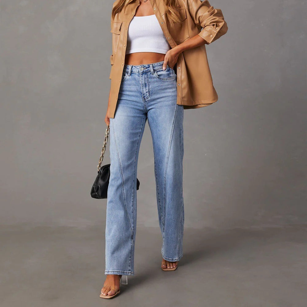 Damen Hochtaillierte Flared Jeans EB