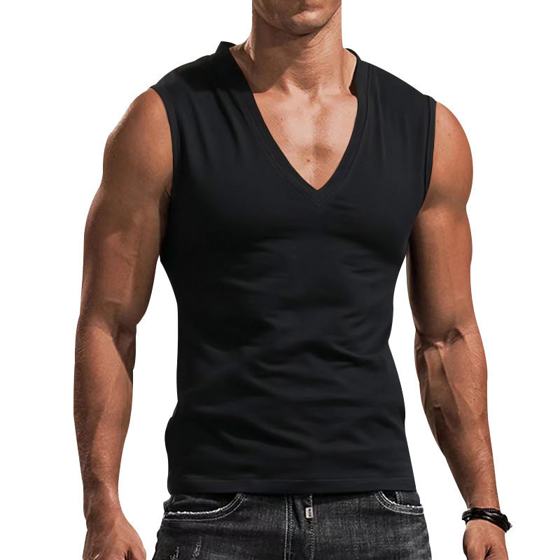 Herren Ärmelloses Fitness-T-Shirt mit V-Ausschnitt aus atmungsaktivem Material EB