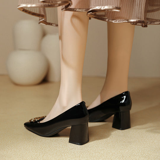 Damen elegante Blockabsatzschuhe mit Schmuckdetail EB