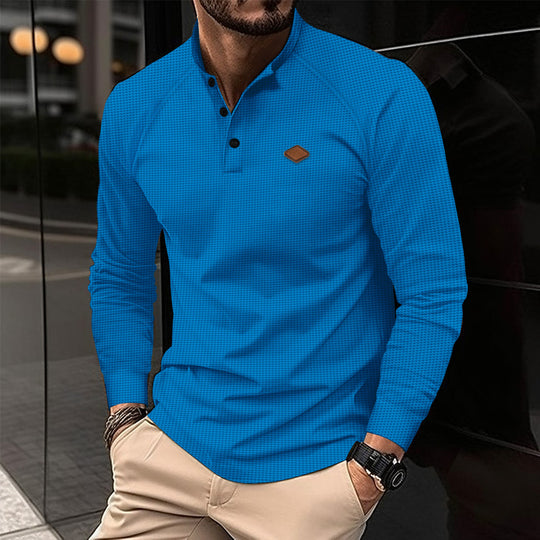 Herren Langarmshirt mit subtilen Muster und modischem Kragen EB