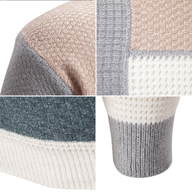 Herren modischer Pullover mit strukturiertem Farbblockdesign EB