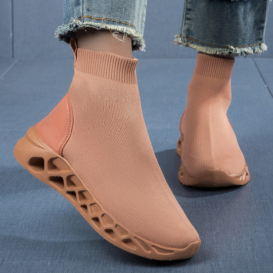 Damen High-Top Sneakers mit elastischem Obermaterial und rutschfester Sohle EB