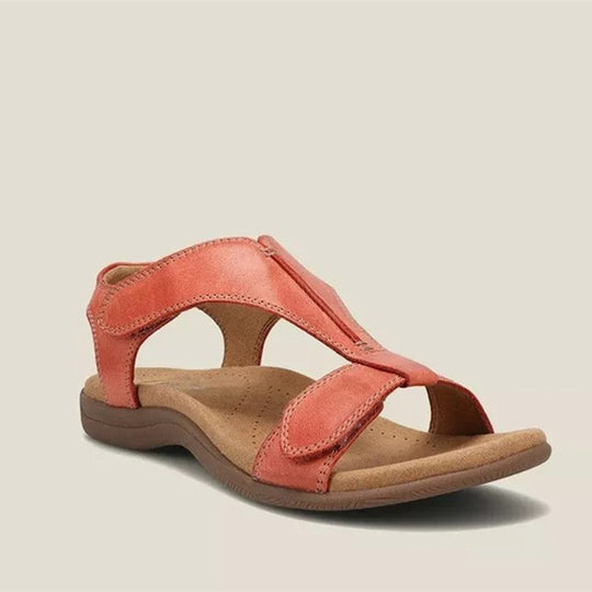 Damen Bequeme Riemchen-Sandalen mit anatomischem Fußbett und verstellbarem Klettverschluss EB