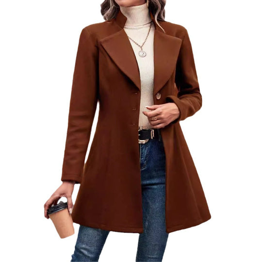 Damen Elegante Wool-Langjacke EB