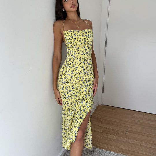 Damen Etuikleid mit floralem Design und eleganten Spaghettiträgern EB