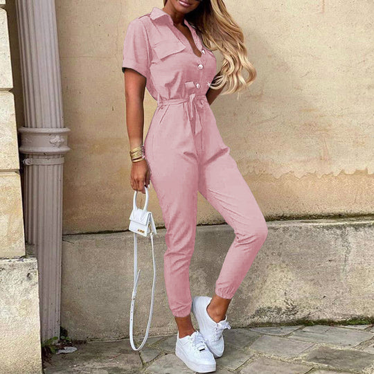 Damen Modischer Jumpsuit mit praktischen Taschen und tailliertem Schnitt EB