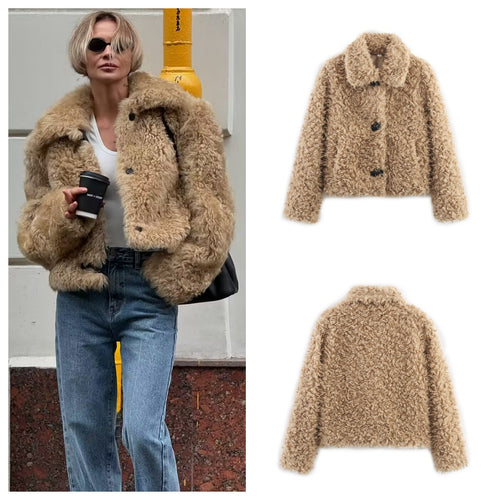 Damen kuschelige Teddyjacke EB