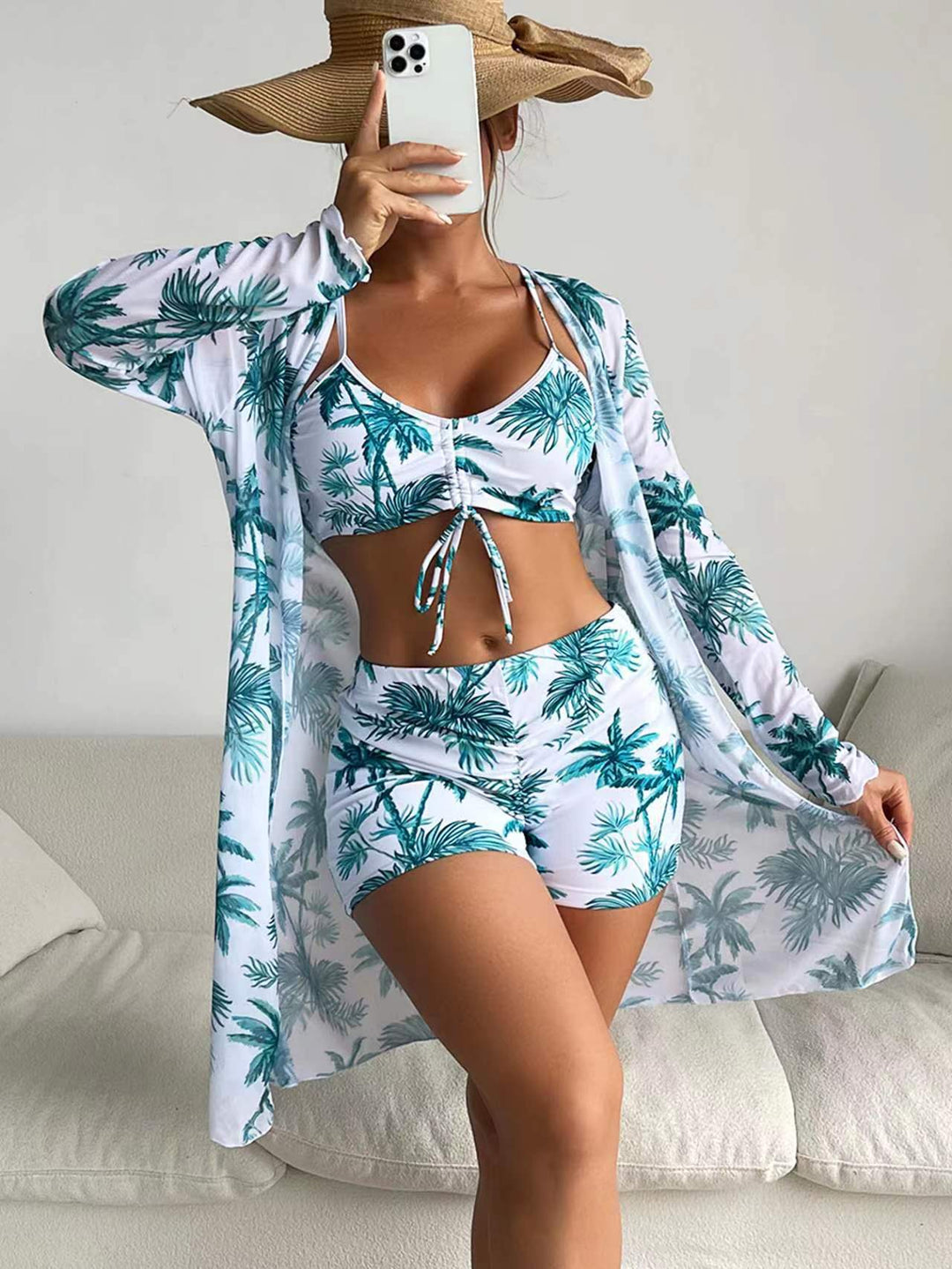 EB | Dreiteilige Bluse mit hoher Taille und langen Ärmeln mit Kordelzug