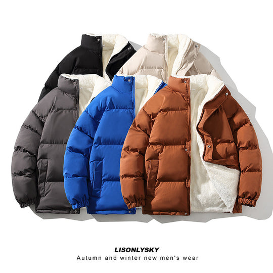 Herren nan gefütterte Winter-Steppjacke mit Teddyfutter, hohem Stehkragen und verdeckter Druckknopfleiste EB