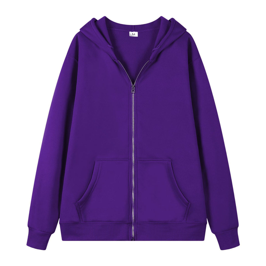 Damen nan lässige Zip-Hoodie-Jacke im Boxy-Cut mit überschnittener Schulter, verdecktem Tunnelzug und großen Kängurutaschen EB