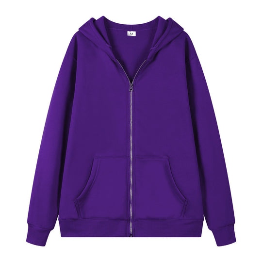 Damen nan lässige Zip-Hoodie-Jacke im Boxy-Cut mit überschnittener Schulter, verdecktem Tunnelzug und großen Kängurutaschen EB