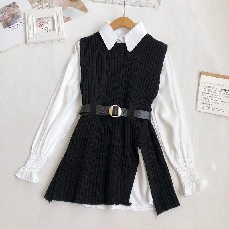 Damen Strickkleid mit Gürtel EB