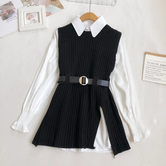 Damen Strickkleid mit Gürtel EB