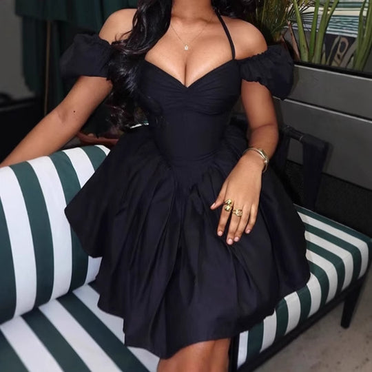 Damen Off-Shoulder Cocktailkleid mit Rüschendetails EB