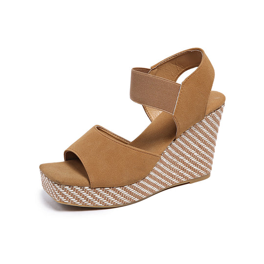 Damen Wedge-Sandalen mit elastischem Riemen und trendiger Struktur EB