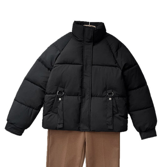 Damen nan kurze gesteppte Pufferjacke mit hohem Stehkragen, verdeckter Frontblende und D‑Ring Taschenapplikation EB