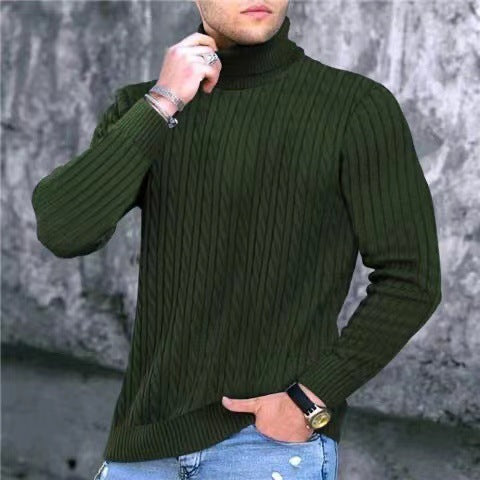 Herren Strickpullover mit modernem Rippmuster und hohem Kragen EB
