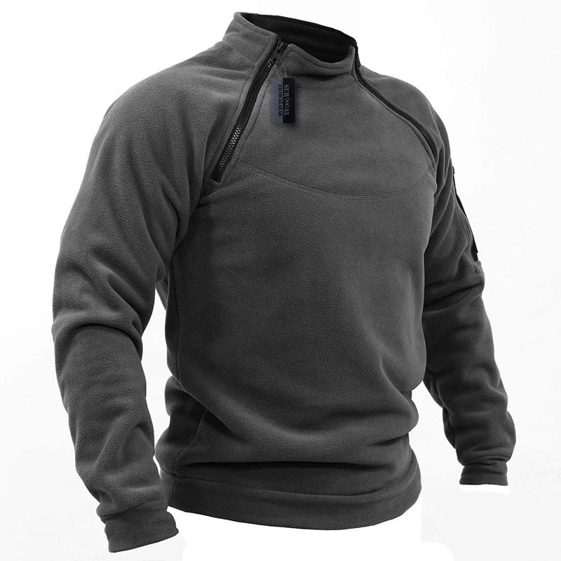 Herren Funktions-Fleecepullover mit Schulterbelüftung, hohem Stehkragen und Ärmeltasche EB