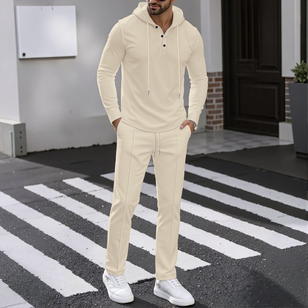 Herren Sportliches Zweiteiler Set mit atmungsaktivem Kapuzenoberteil und schlanker Jogginghose EB