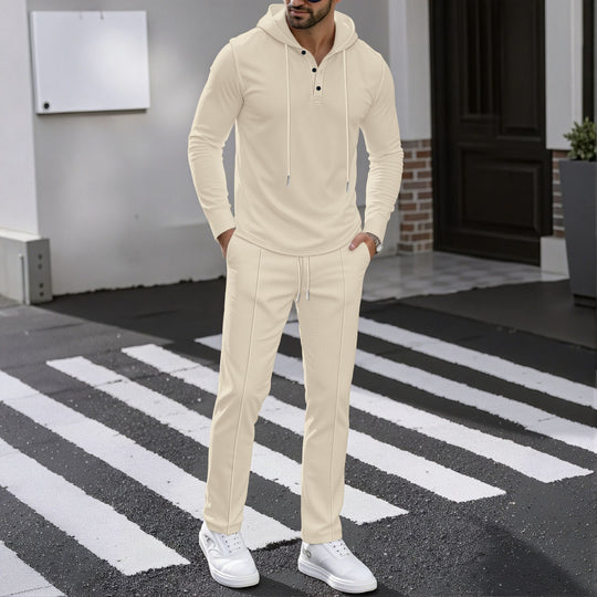 Herren Sportliches Zweiteiler Set mit atmungsaktivem Kapuzenoberteil und schlanker Jogginghose EB