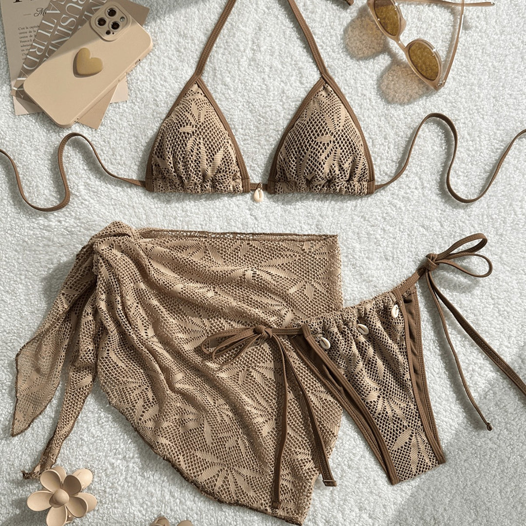 Damen Triangel-Bikini mit dekorativer Rockuffle EB