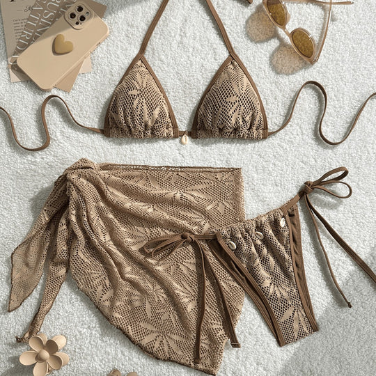 Damen Triangel-Bikini mit dekorativer Rockuffle EB