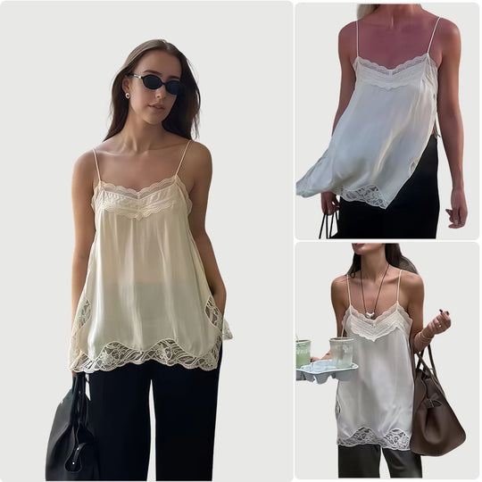 Damen elegantes Spitzentop mit feinen Trägern EB