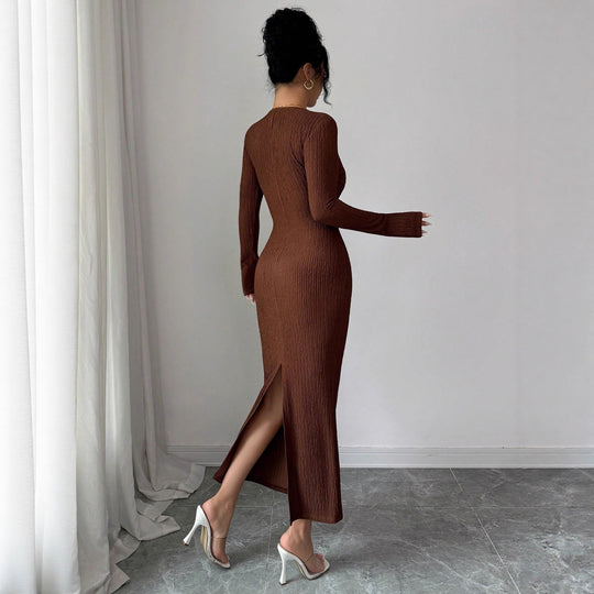 Damen nan tailliertes Wickelkleid mit V-Ausschnitt, strukturierter Knitteroptik und dekorativer Gürtelschließe EB